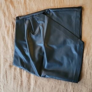 FAUX leather ruched skirt